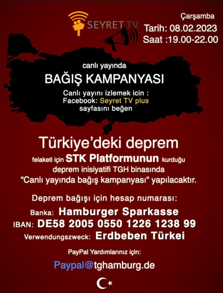Hamburg STK’laradan Canlı Yayın’da bağış kampanyası