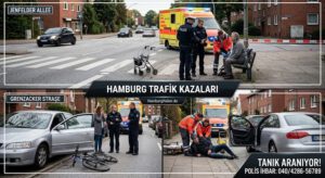 Hamburg’da yarım saat arayla iki kaza: 87 yaşındaki yaya ağır, bisikletli hayati tehlikede